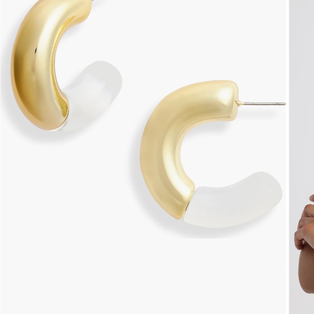 Open Edit Gold Hoop Metal & Resin Earrings